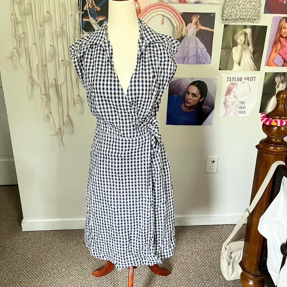 Tommy Hilfiger Navy and White Checkered Top